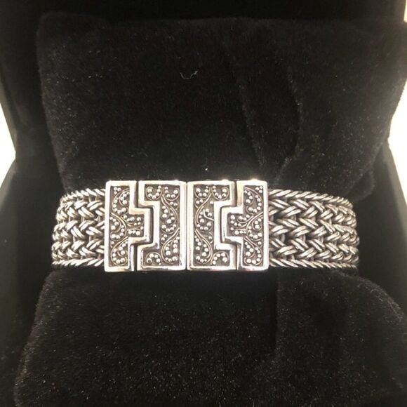 LOIS HILL Pink Face Sterling Silver Thai Weave Bracelet Swiss Watch - Picture 11 of 12